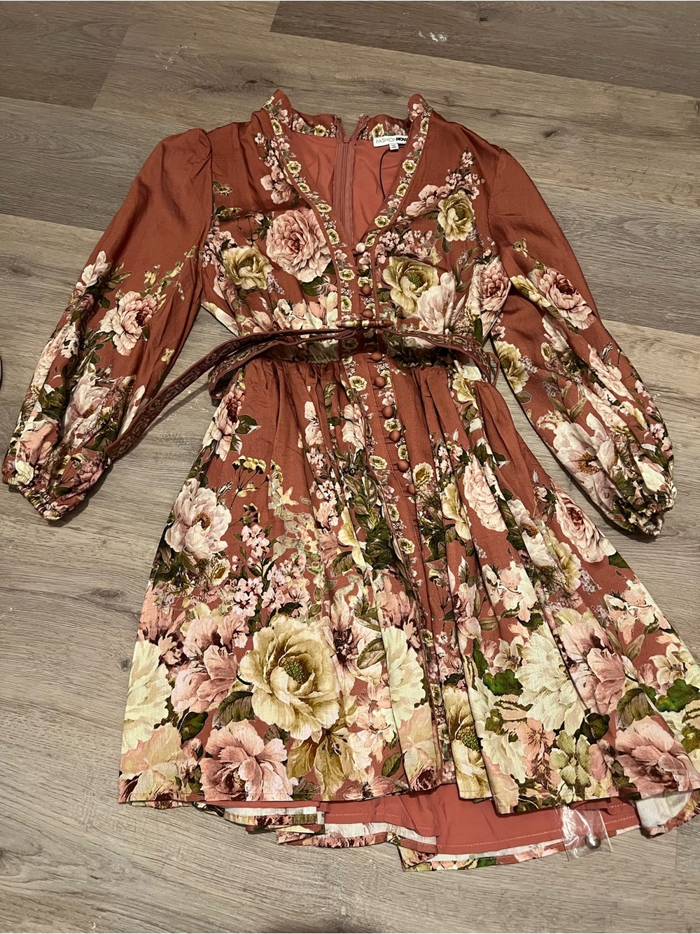 Floral Ruffle Dress in Dusty Rose by Unknown Brand